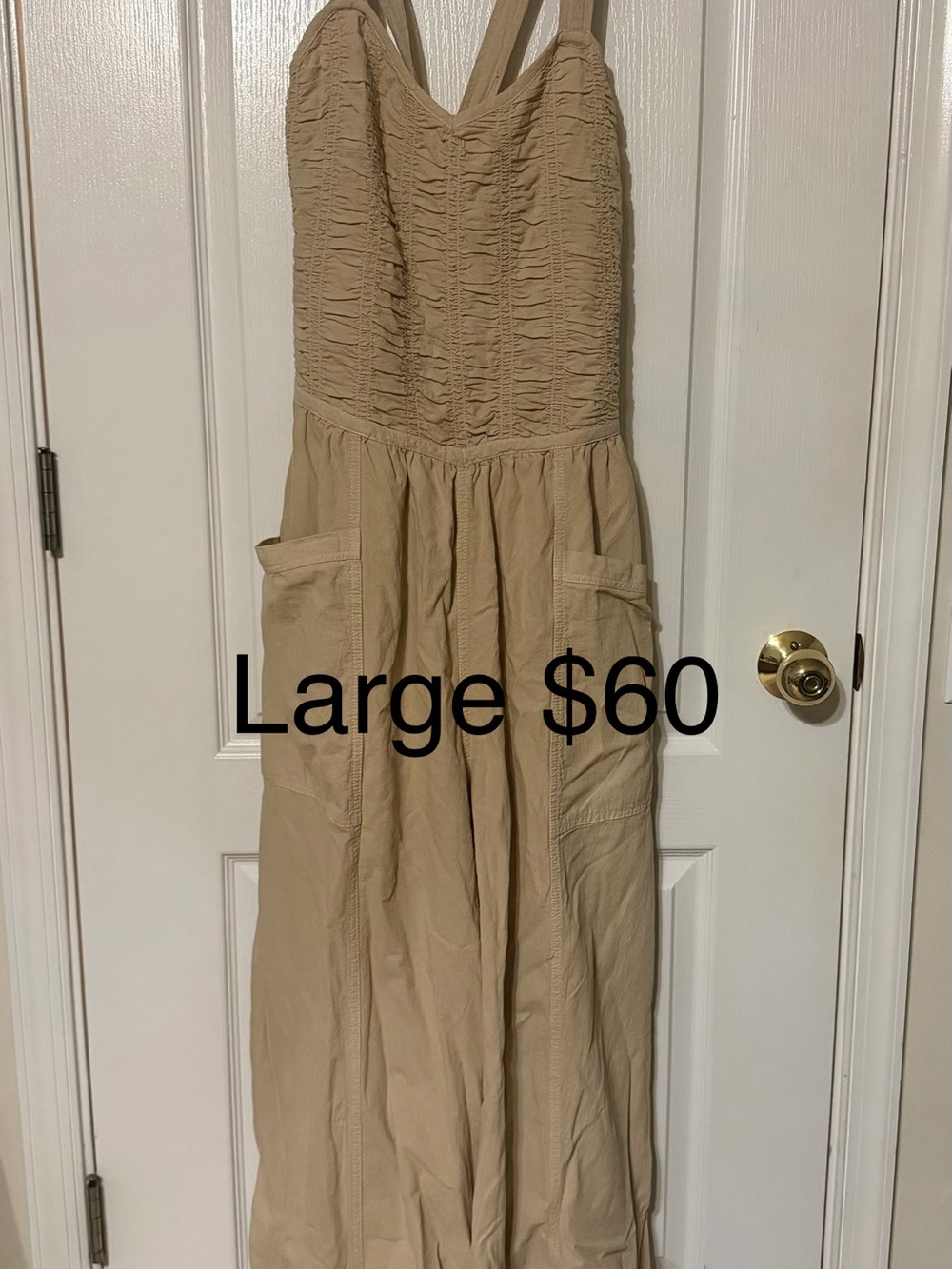 Free People Wide-Leg Jumpsuit in Beige